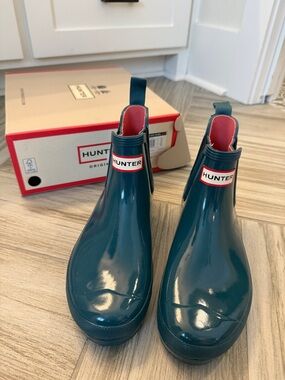 Hunter Teal Chelsea Rain Boots